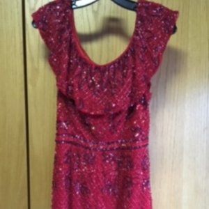 MAC DUGGAL Red Sequins Romper Sz 10 ~PRETTY Cond!!